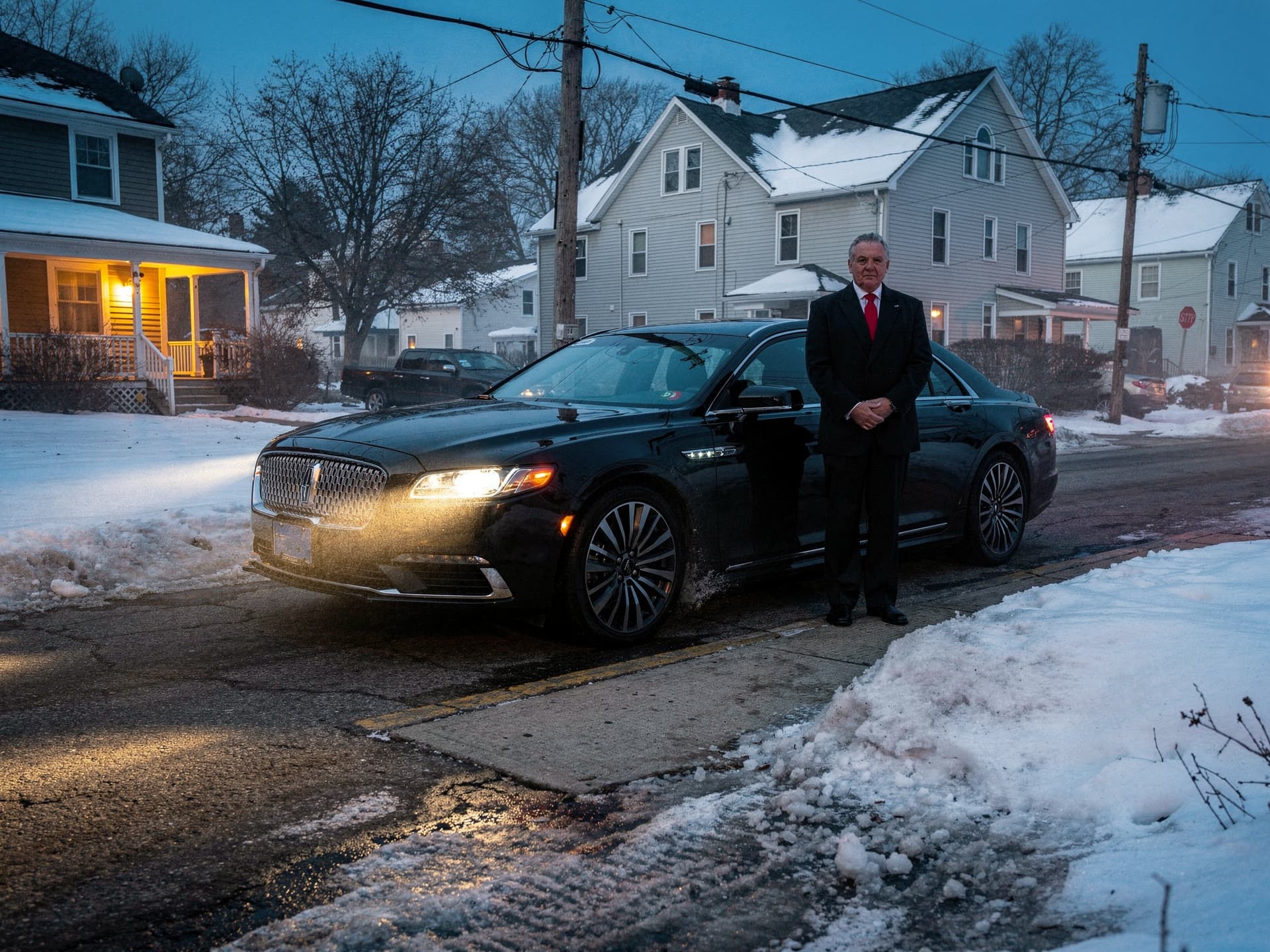 Black Lincoln Continental executive sedan from the El Khourys fleet